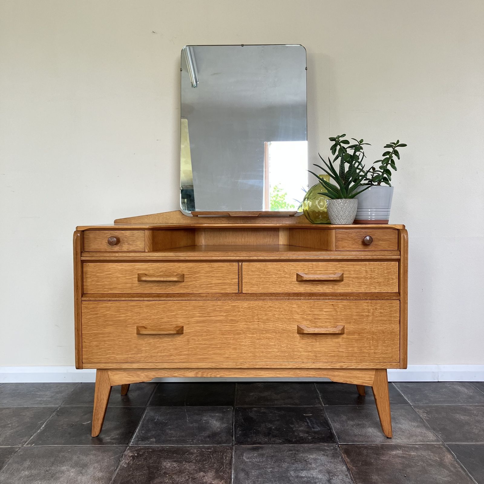Refurbished 1950's Mid Century Modern E Gomme G Plan Oak Brandon Dressing Table; Danish Style photo furniture