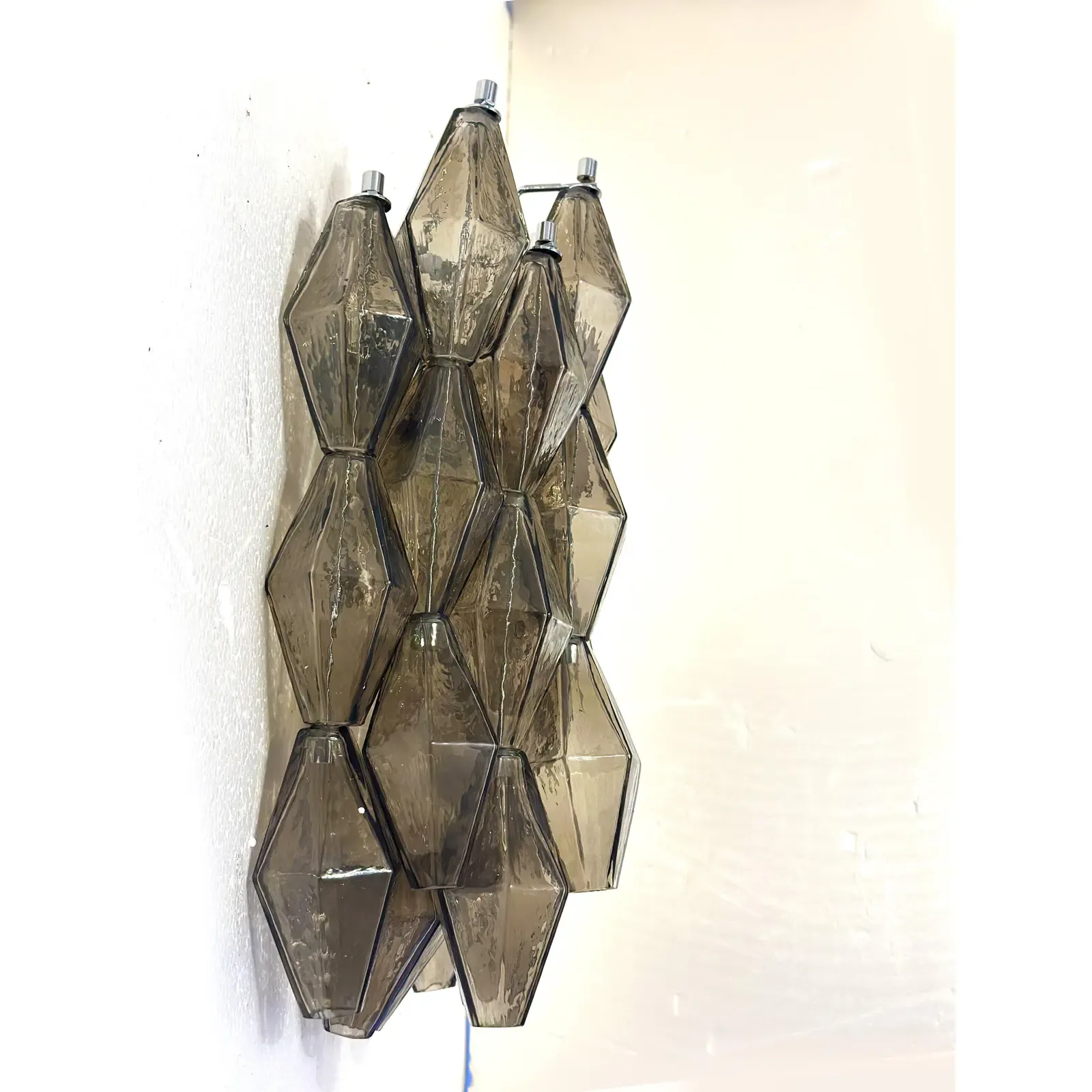 Italian “Poliedri” Murano Glass Wall Sconce In Venini Design   Lot Of 4 photo 6292.0