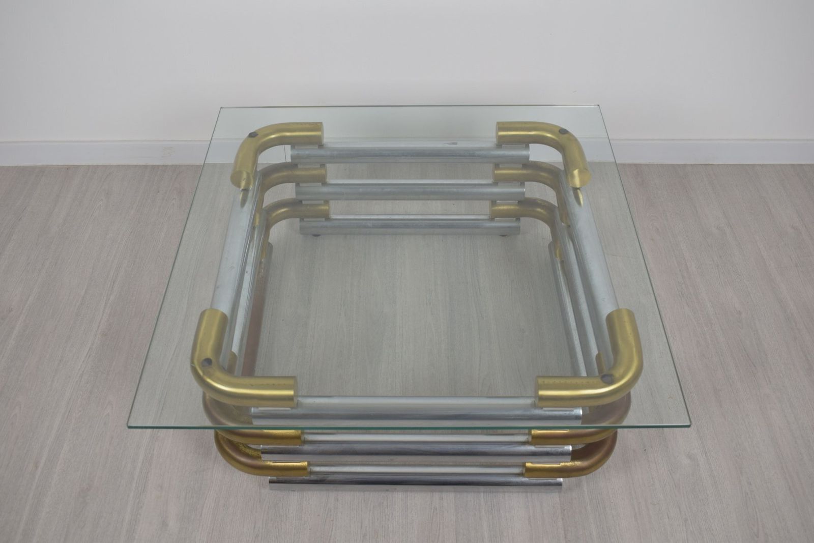 Brass And Steel Coffee Table, Italy, 1970 photo 520.0