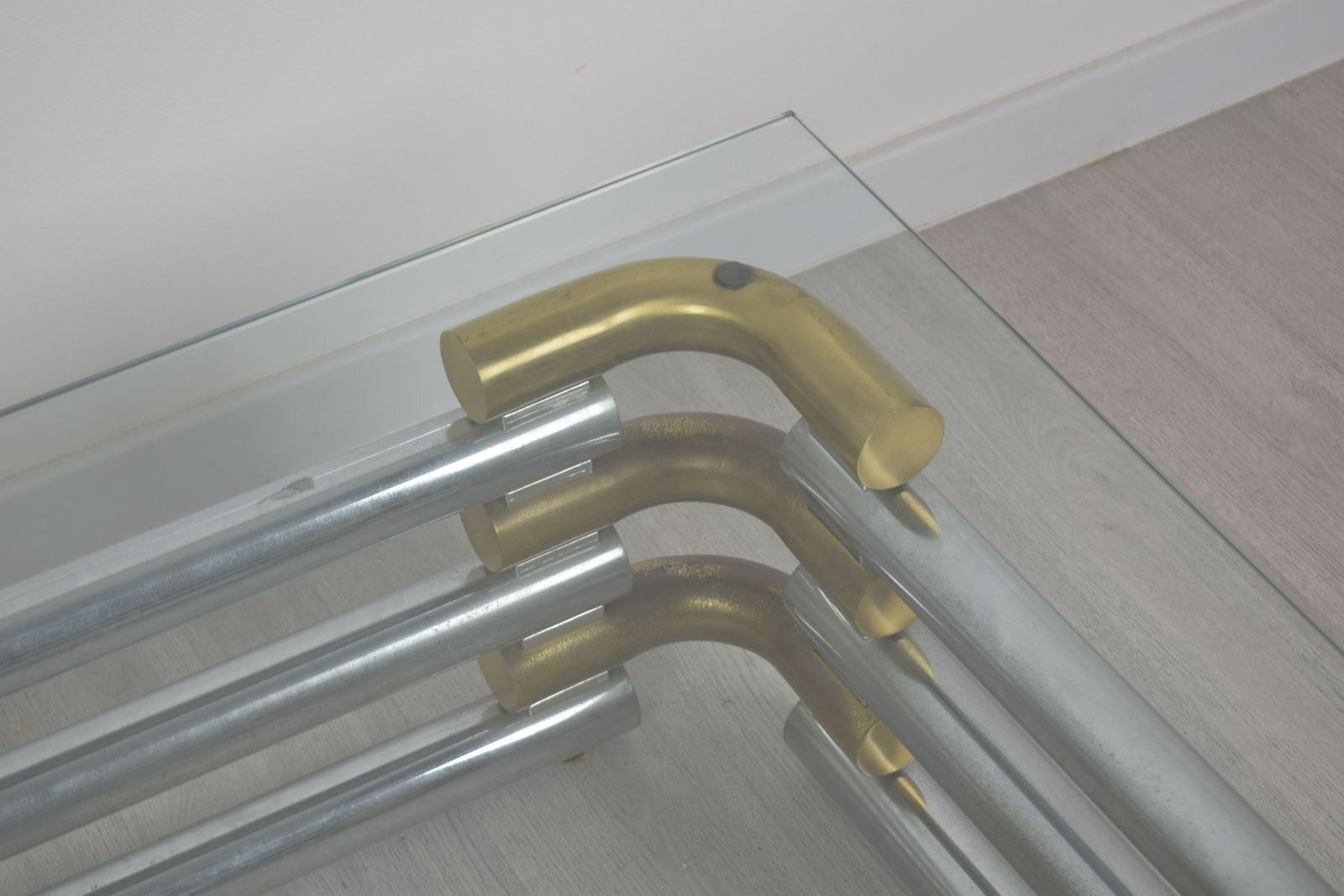 Brass And Steel Coffee Table, Italy, 1970 photo vinterior