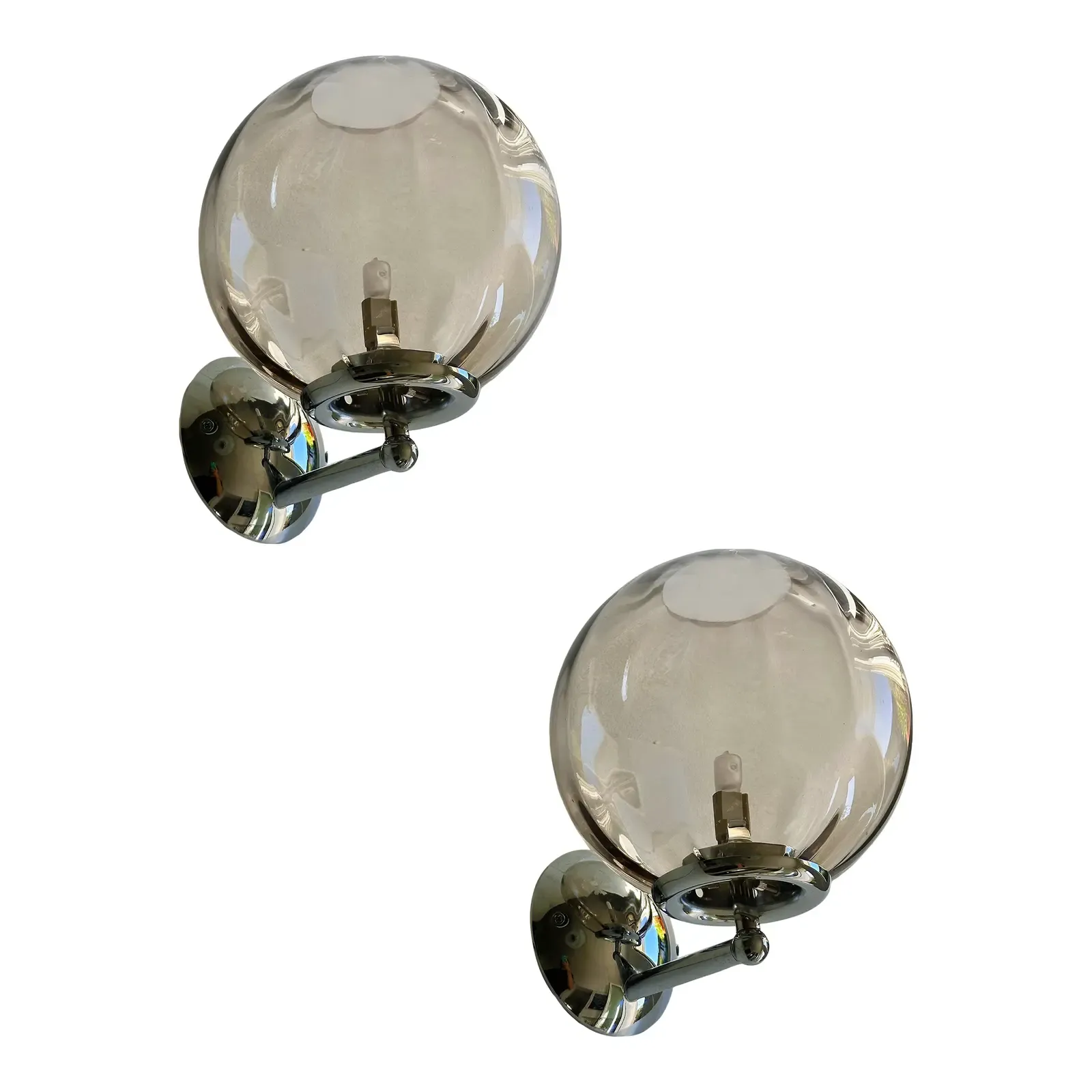 Italian Contemporary Smoked Fumè Murano Glass Sphere Sconces — Set Of 4 photo furniture