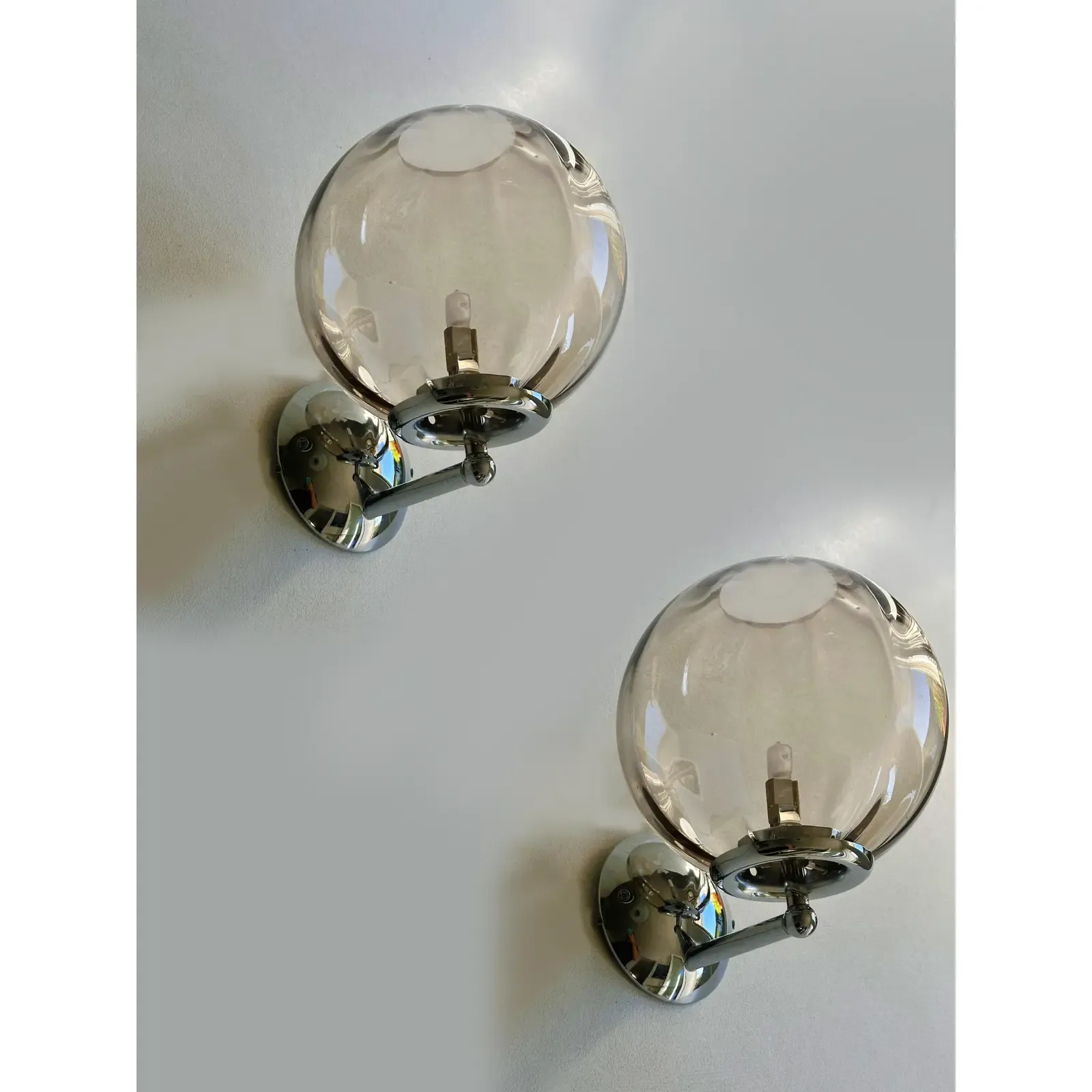 Italian Contemporary Smoked Fumè Murano Glass Sphere Sconces — Set Of 4 photo 4442.0