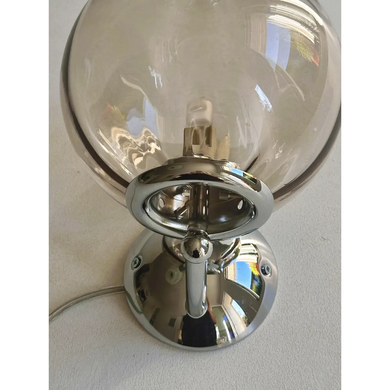 Italian Contemporary Smoked Fumè Murano Glass Sphere Sconces — Set Of 4 photo vinterior