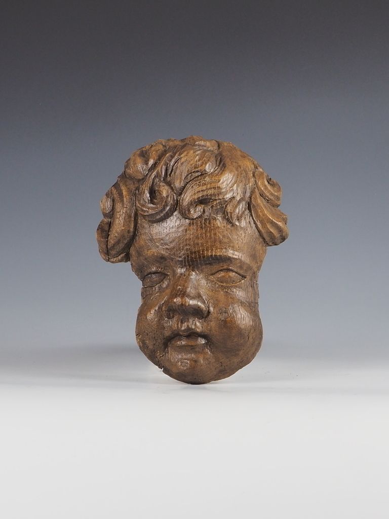 Antique Carved Oak Cherub Head Wall Hanging photo furniture