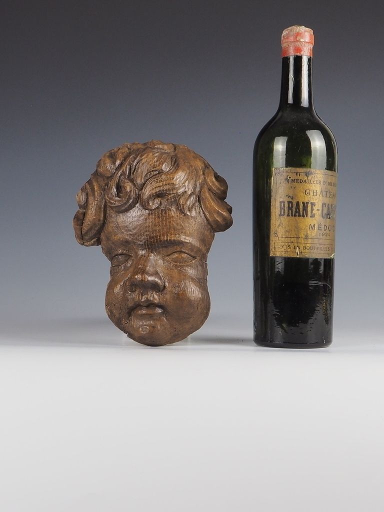 Antique Carved Oak Cherub Head Wall Hanging photo Art