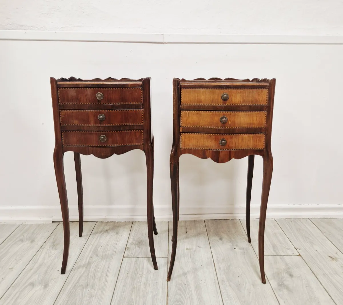 ​Pair Of Antique French Style Inlaid Bedside Vanity Tables Coiffeuses photo 625.0