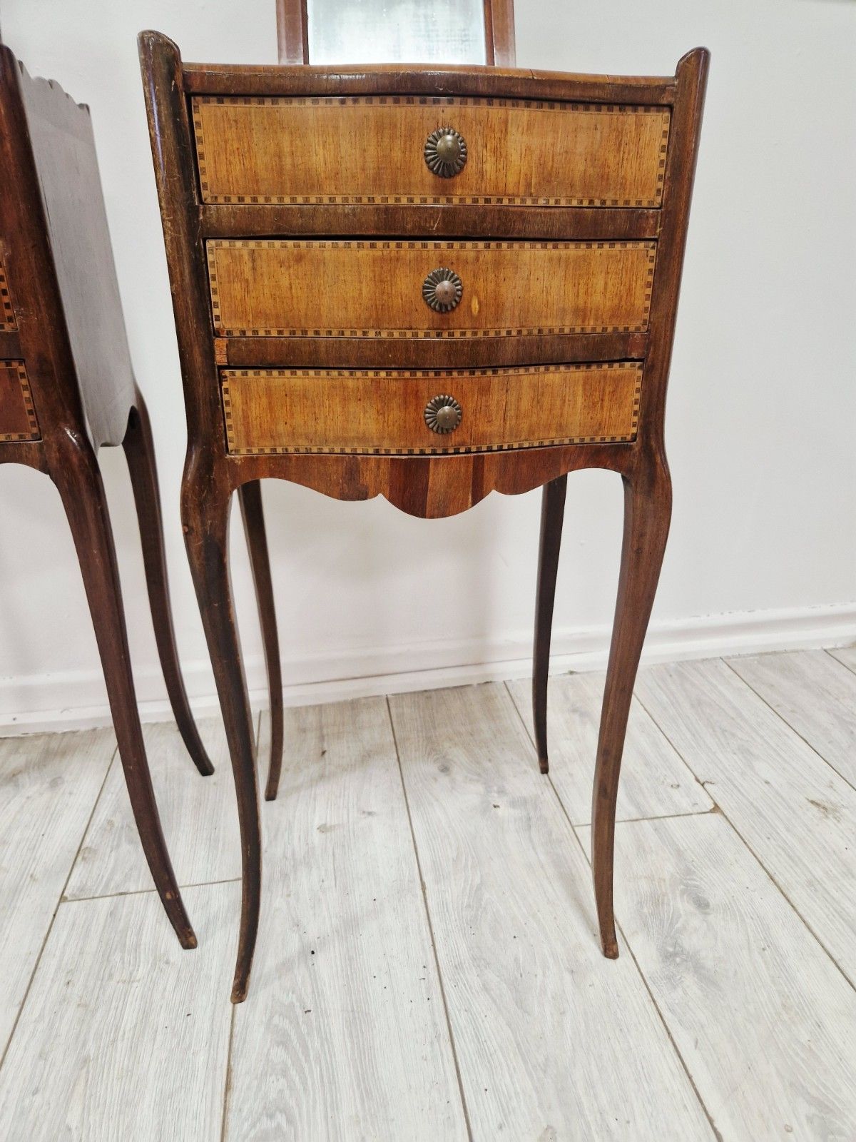 photo furniture ​Pair Of Antique French Style Inlaid Bedside Vanity Tables Coiffeuses
