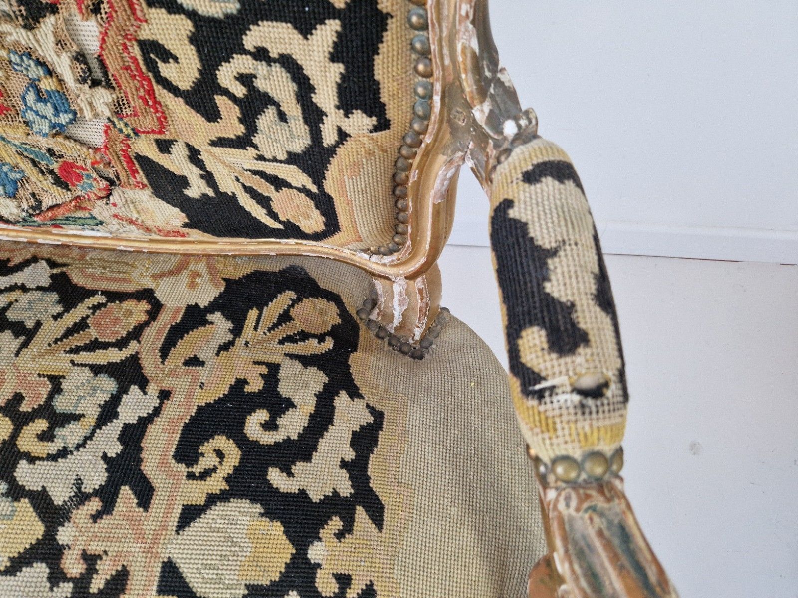 Antique French Sofa Louis XV Style With Tapestry Chateau Furniture photo vinterior