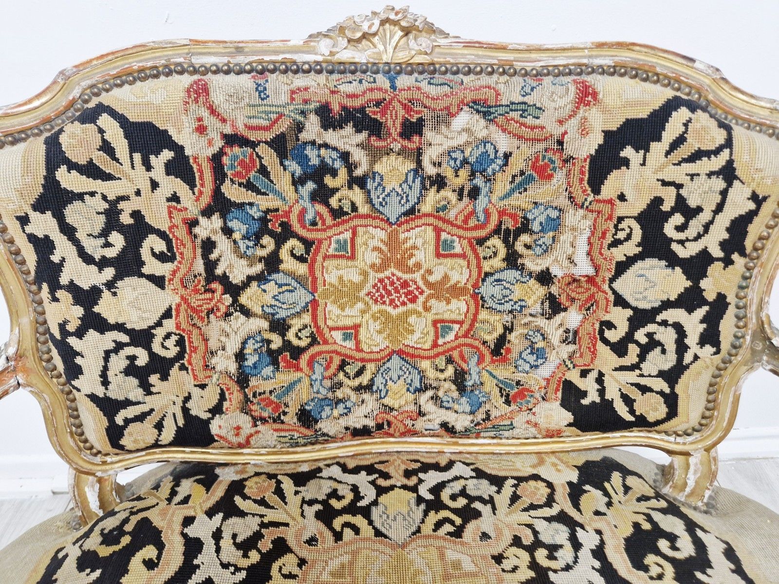 Antique French Sofa Louis XV Style With Tapestry Chateau Furniture photo vintage
