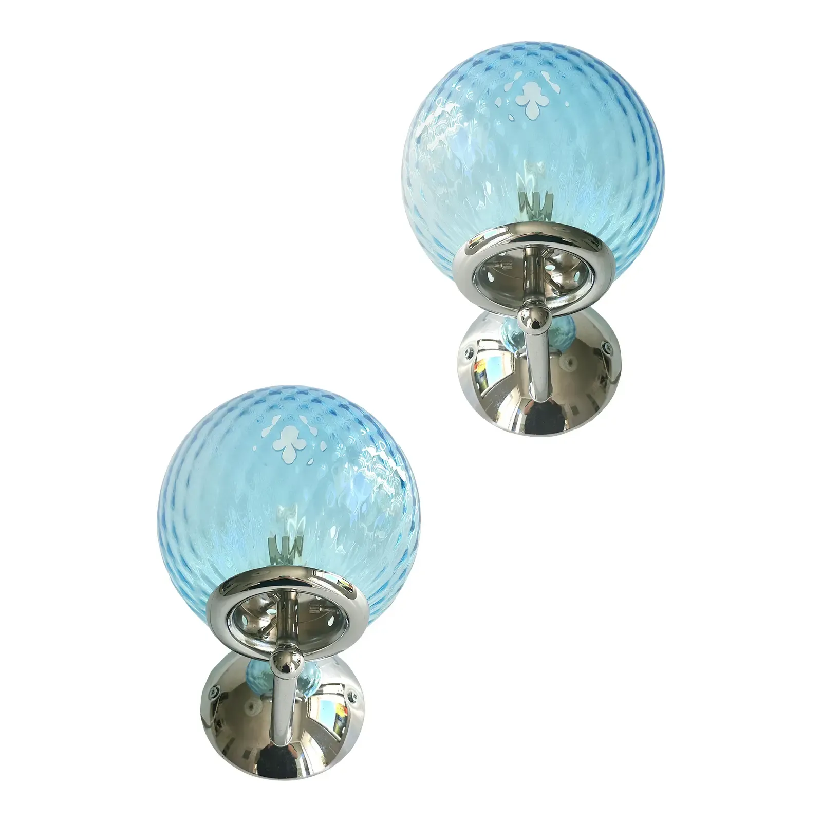 Sculptural Light Blue “Ballotton” Murano Glass Wall Sconces — Lot Of 4 photo furniture
