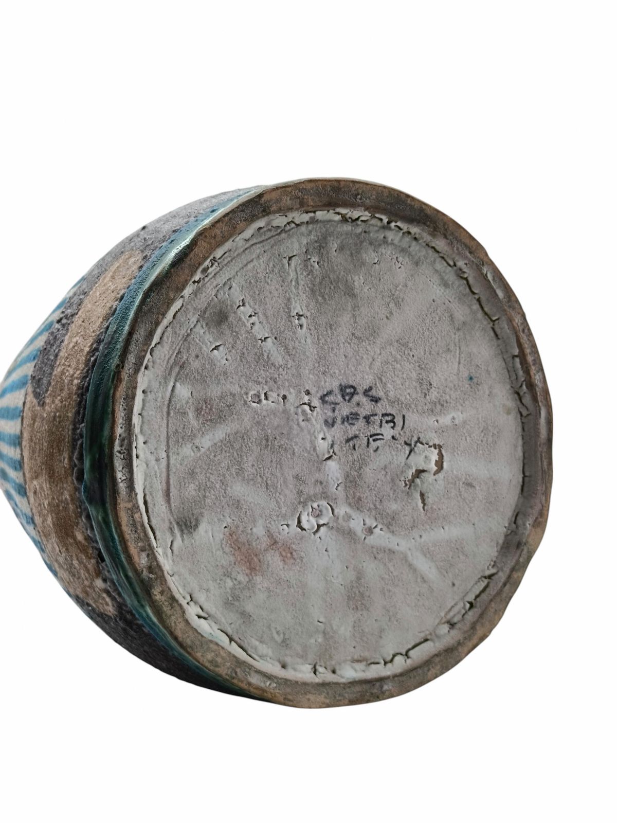 photo for sale C.A.S. Vietri Figurative Ceramic Vase With Lugs, Italy 1960s