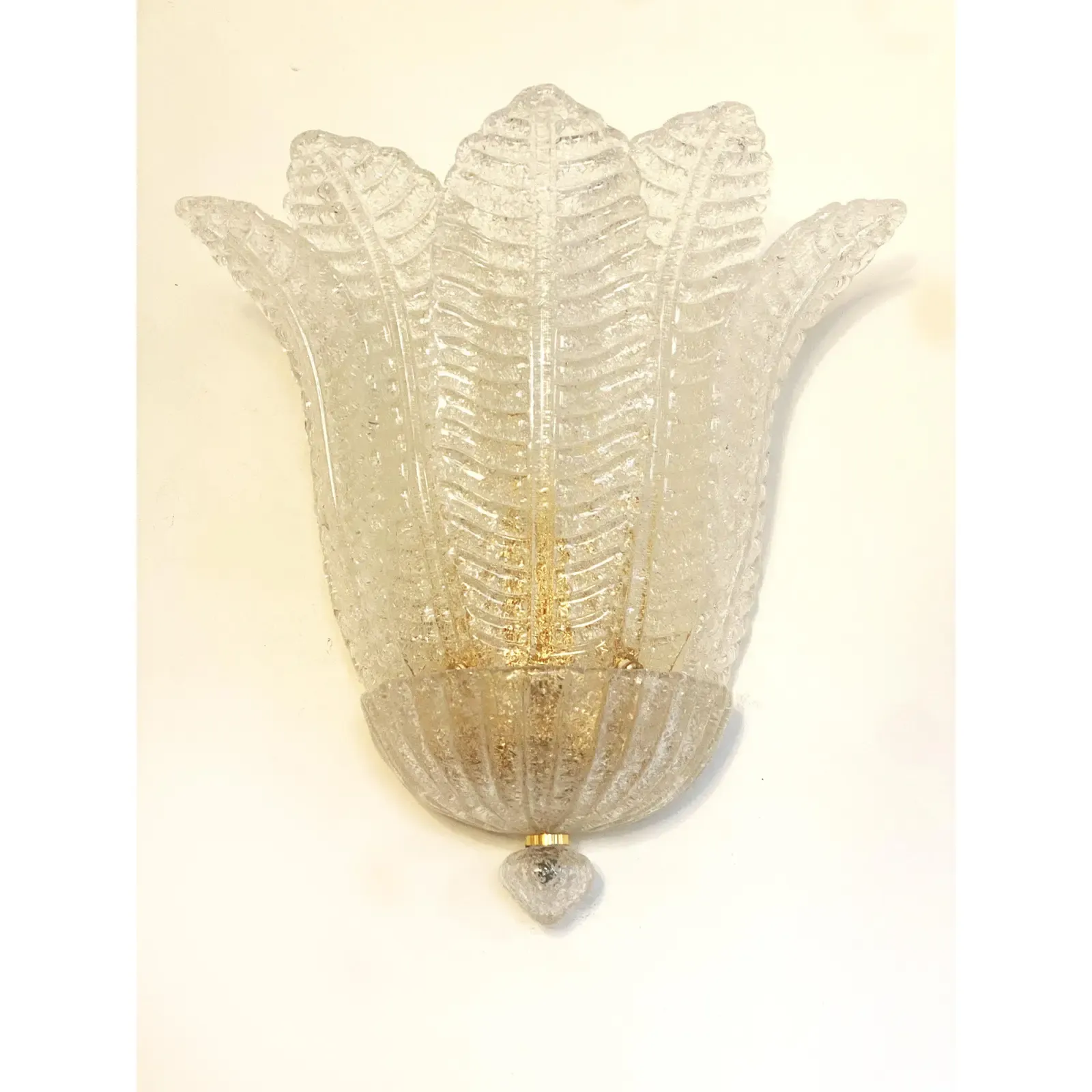 Contemporary Venetian Transparent Graniglia “Leaf” Murano Glass Wall Sconces — Set Of Four photo 5921.0