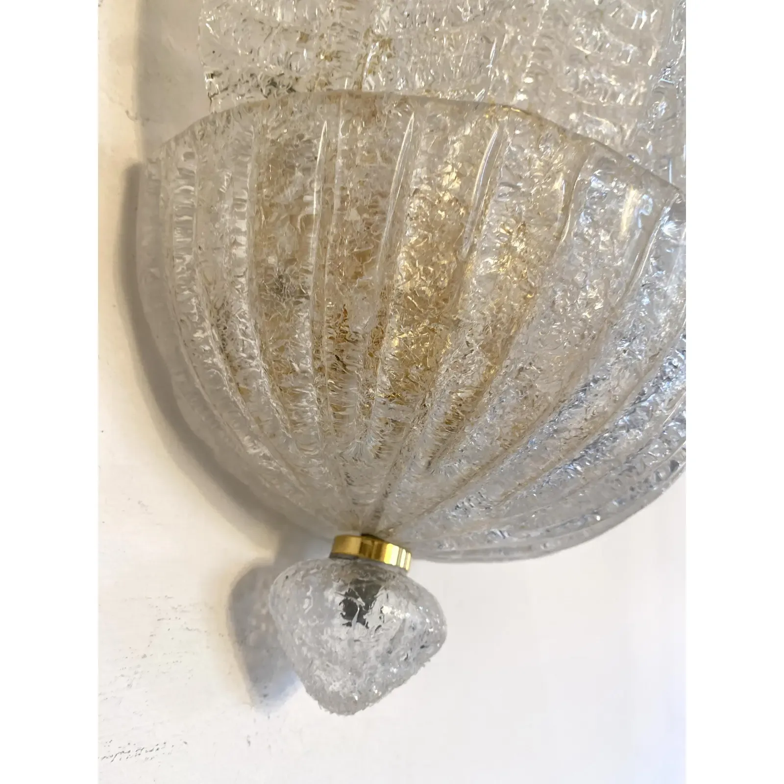 Contemporary Venetian Transparent Graniglia “Leaf” Murano Glass Wall Sconces — Set Of Four photo vinterior