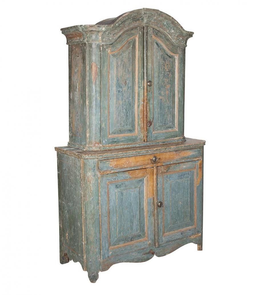 19th Century Provincial Rococo Cabinet In Rare To Find Original Paint photo furniture