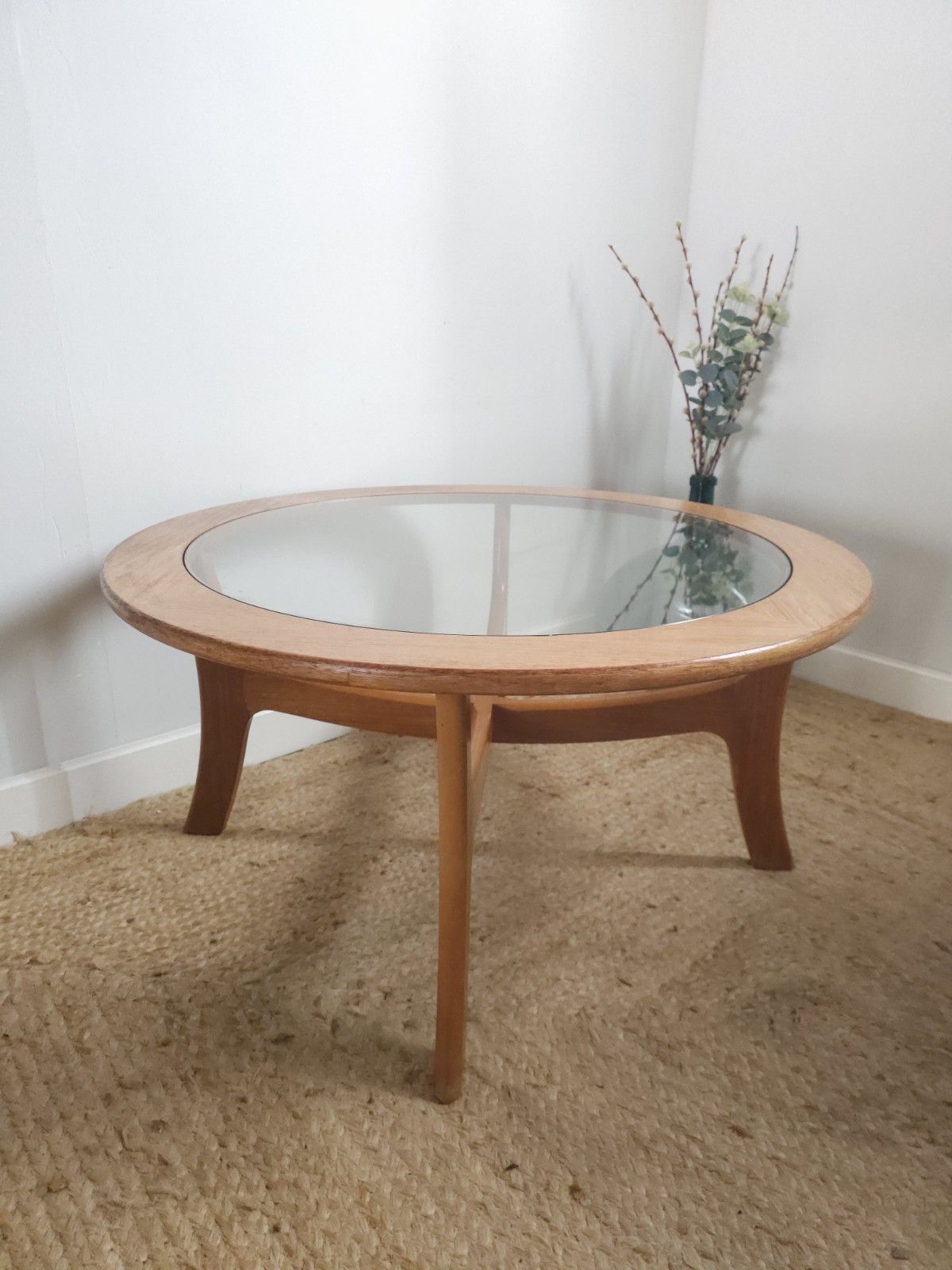G Plan Coffee Glass Top Teak Mid Century Circular Retro Circular Delivery photo 185.0