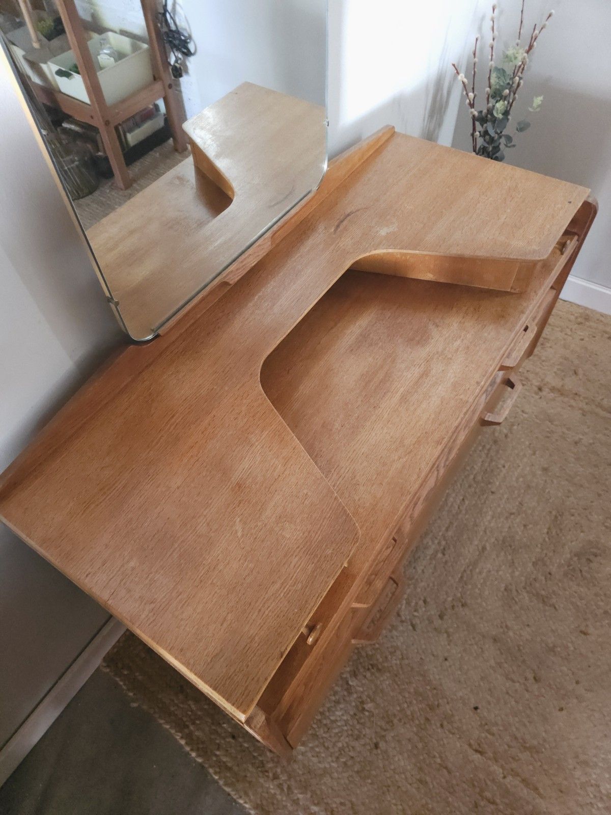 G Plan Dressing Table 1950s Mid Century Brandon Vintage Light Oak Retro Delivery photo vinterior