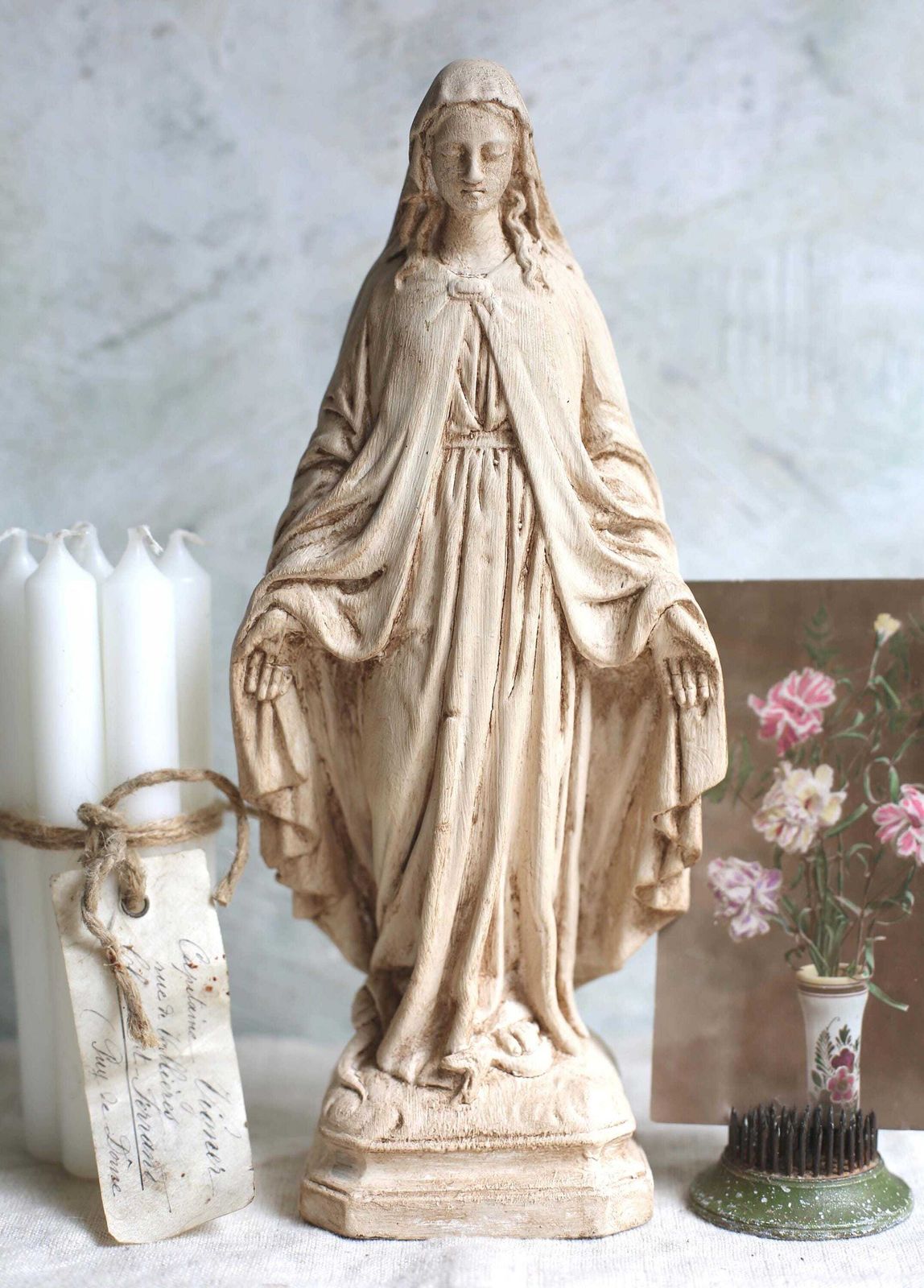 Antique French Mary Statue Small Miraculous Virgin Statue Madonna photo 147.0
