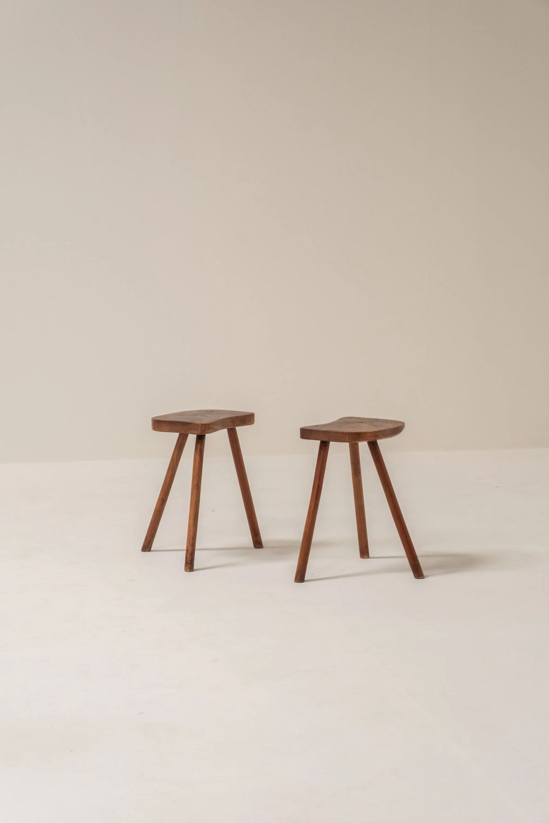 Pair Of French Wooden Stools, 1950s