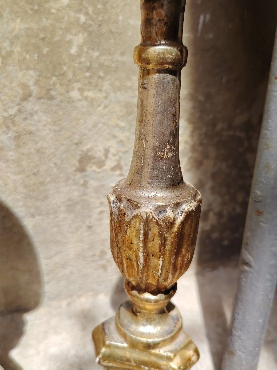 photo furniture Pair Of Original Louis XVI Style Silver And Antique Mecca Candlesticks