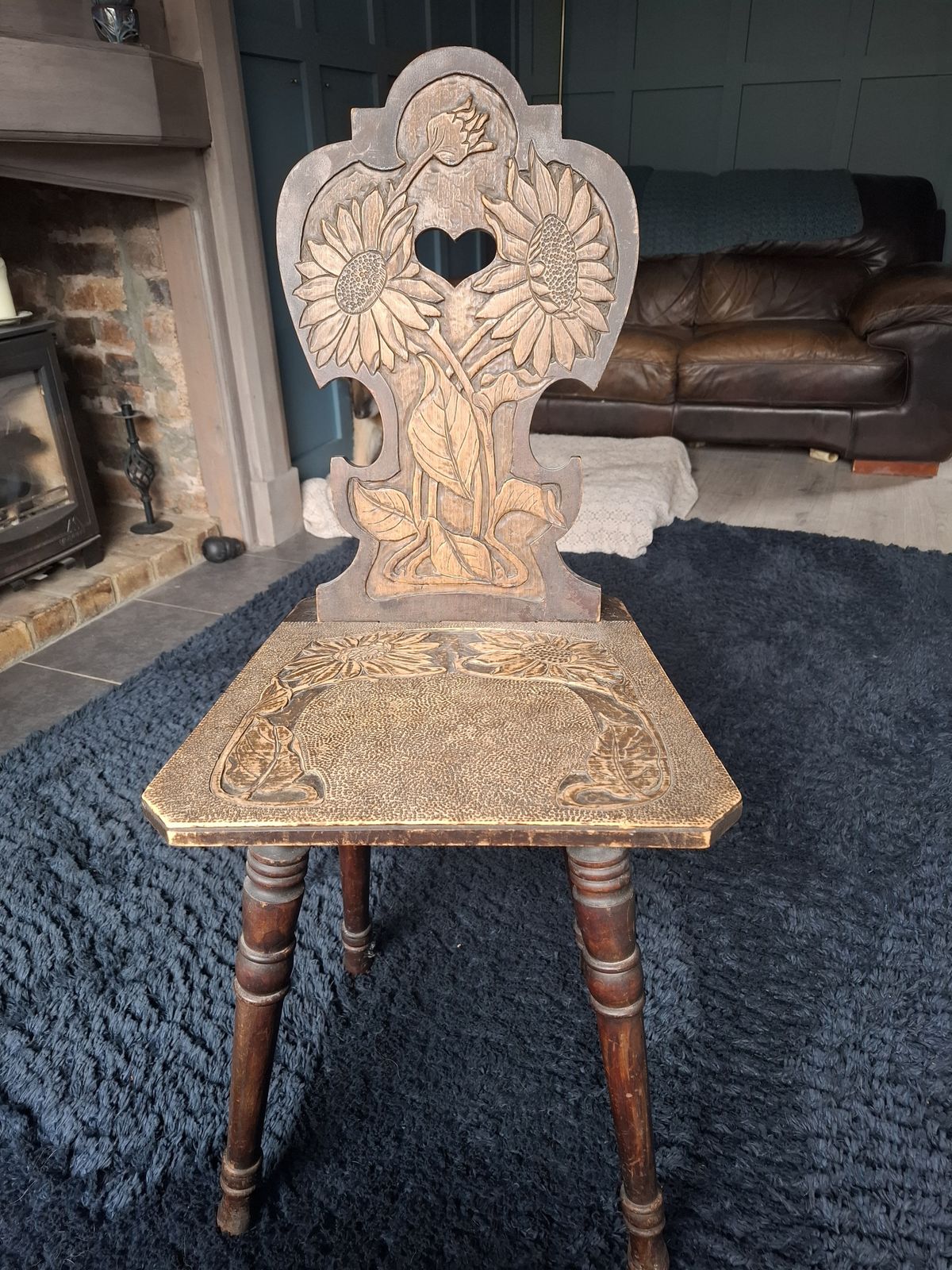 Sunflower Oak And Fruitwood Arts And Crafts Hall Chair