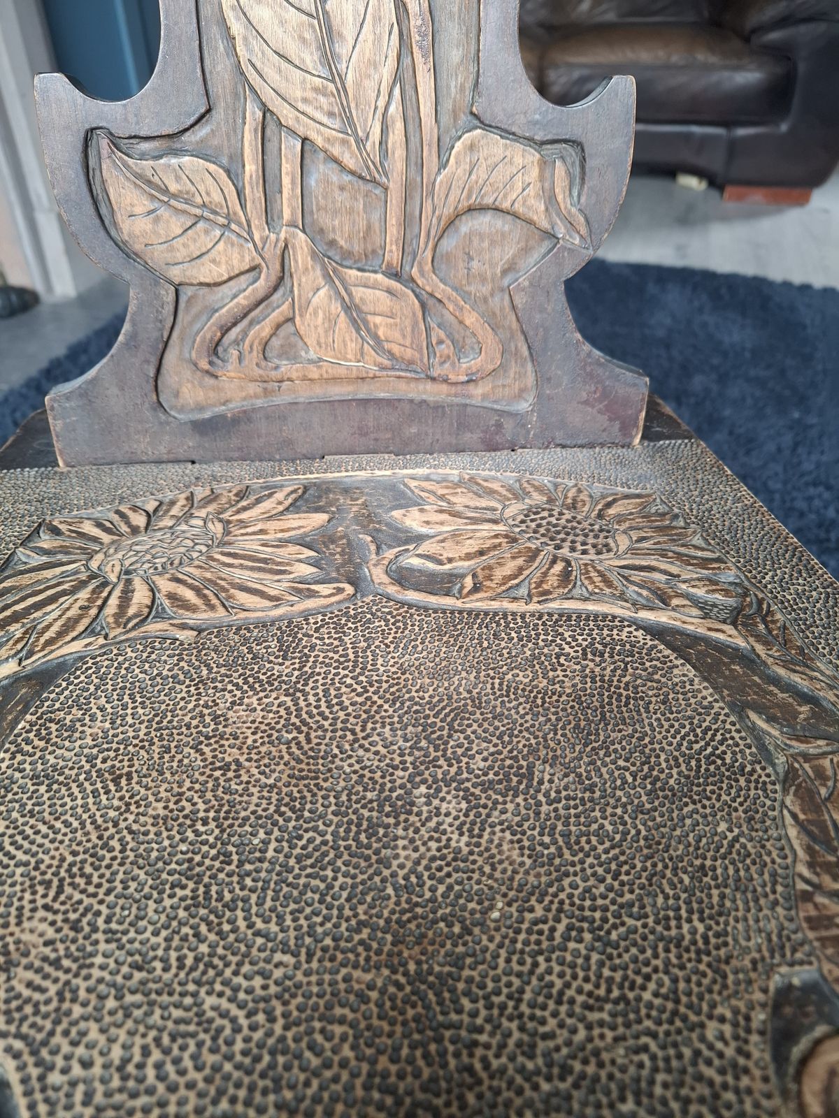 Sunflower Oak And Fruitwood Arts And Crafts Hall Chair photo for sale