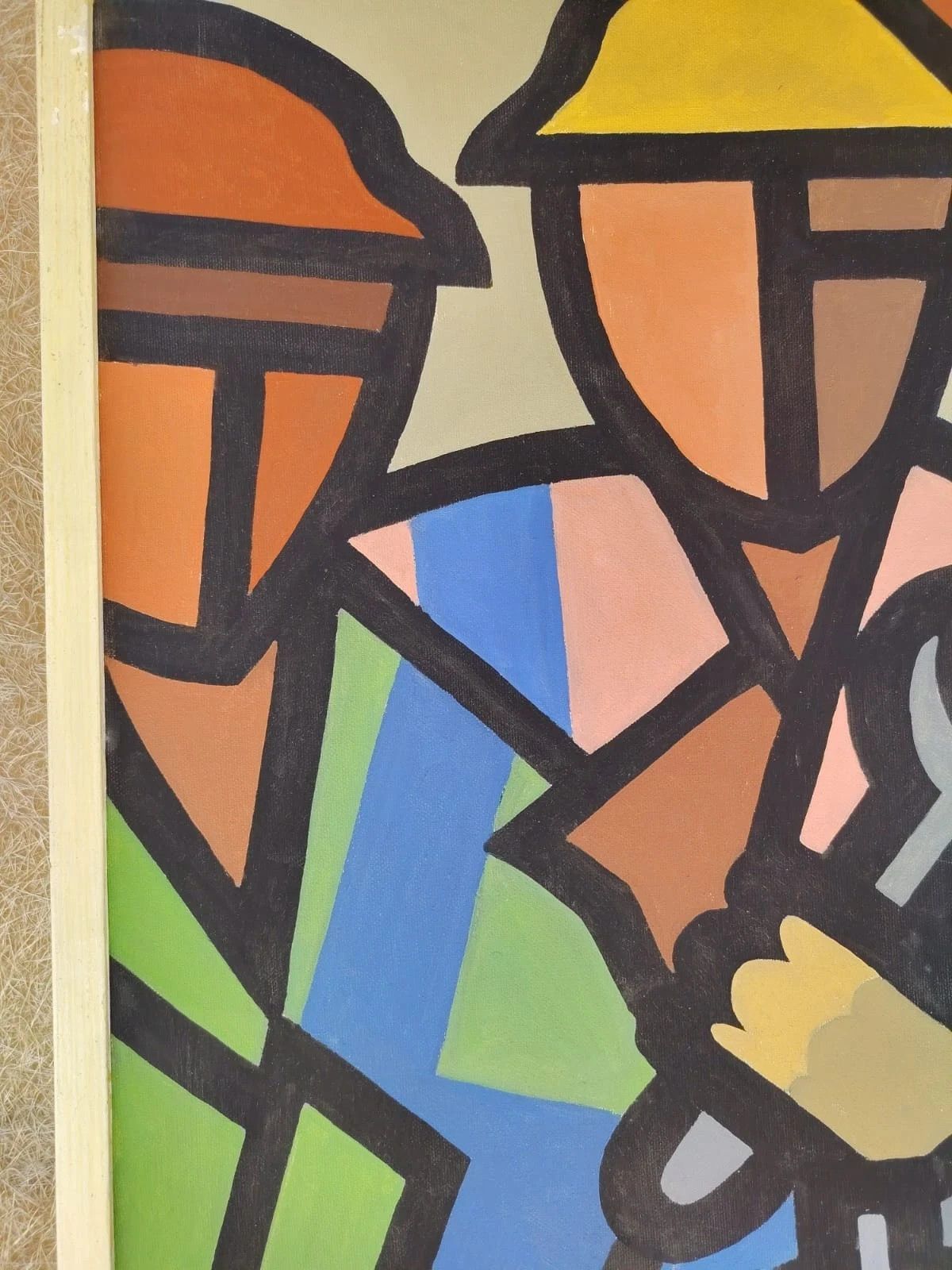 Oil Painting On Canvas "Metalworkers" Franco Prayer (1924) 80 X 5  Minimal Style photo furniture