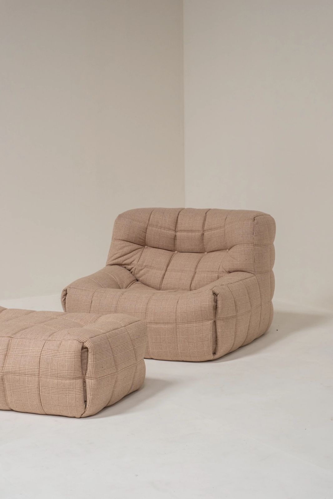 Michel Ducaroy Kashima Lounge Chair And Pouf For Ligne Roset, France 1970s photo for sale