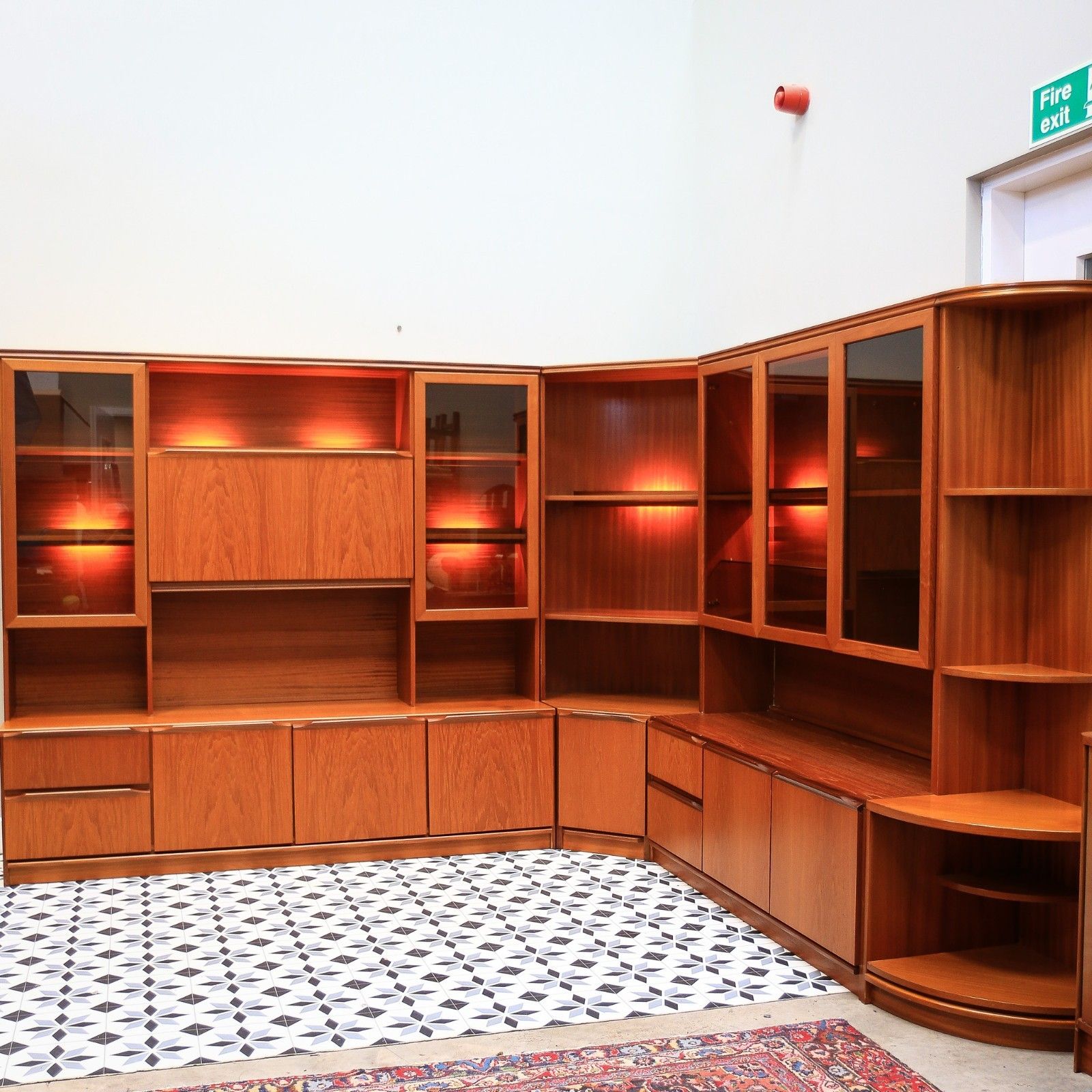 Teak Mid Century Wall Unit By Morris Of Glasgow. 1970s Display Drinks Cabinet