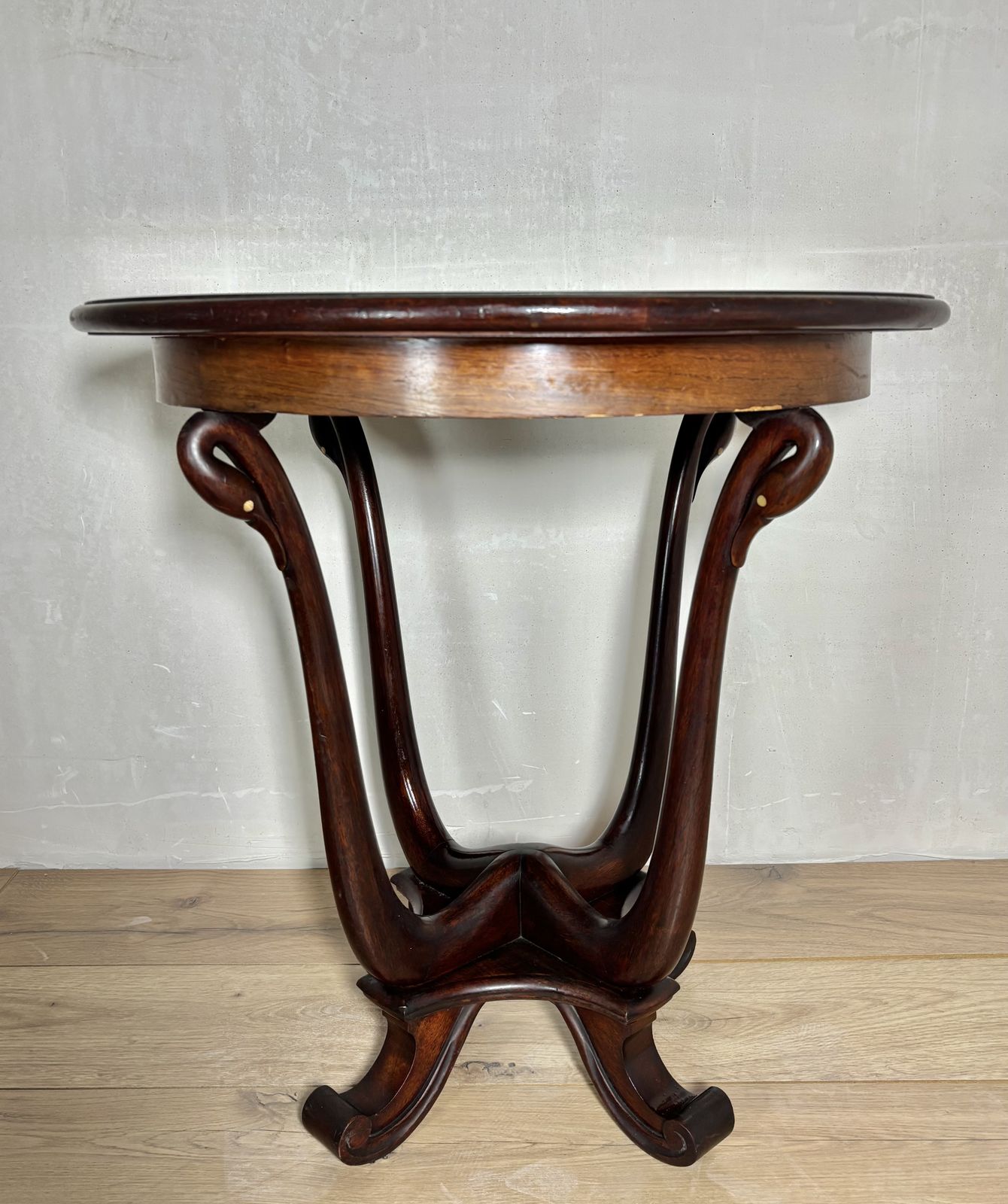 Art Nouveau Oak Pedestal Side Table, Early 20th Century photo 1250.0