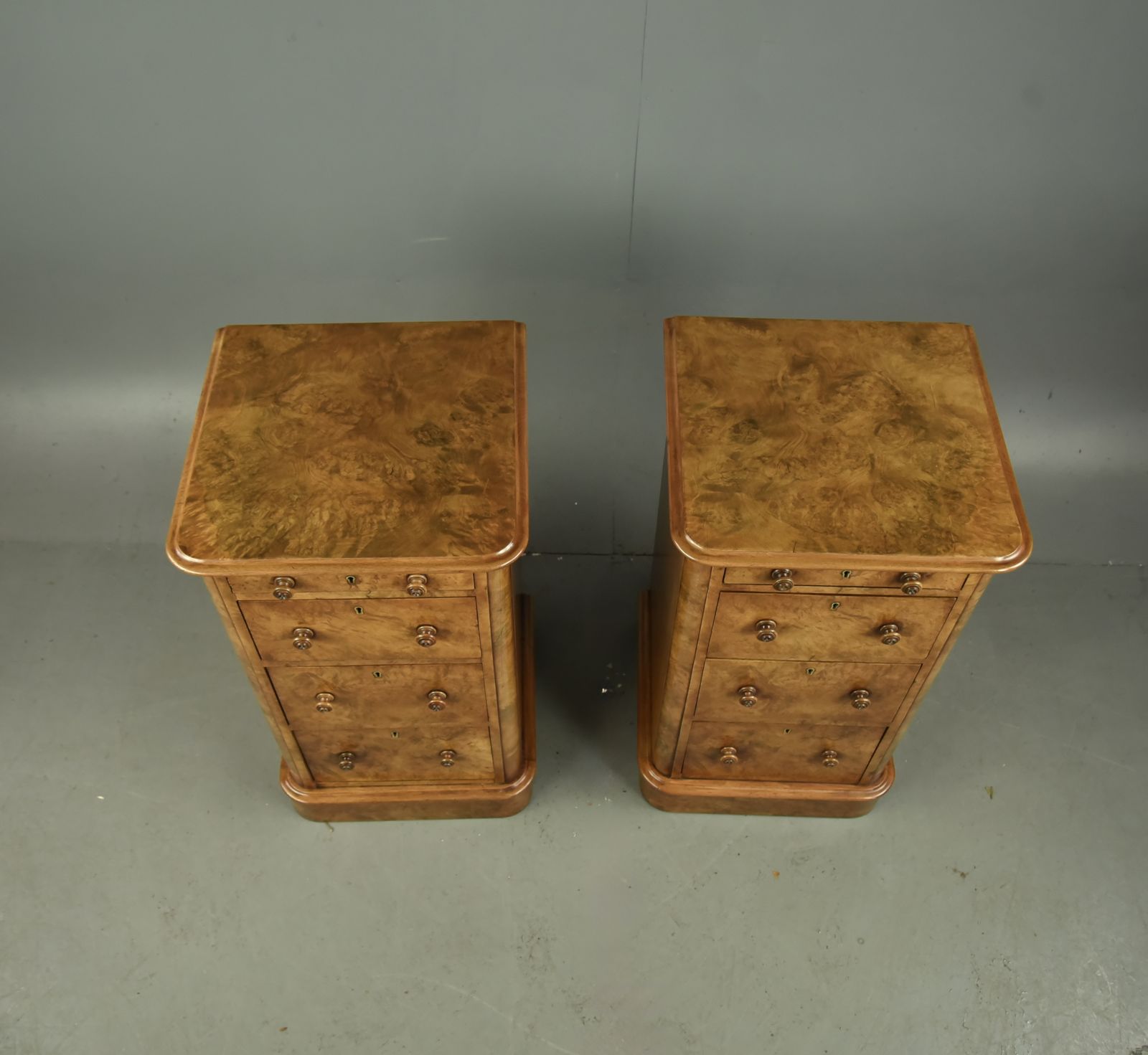 Pair Of Victorian Burr Walnut Bedside Chests Of Drawers photo Furniture