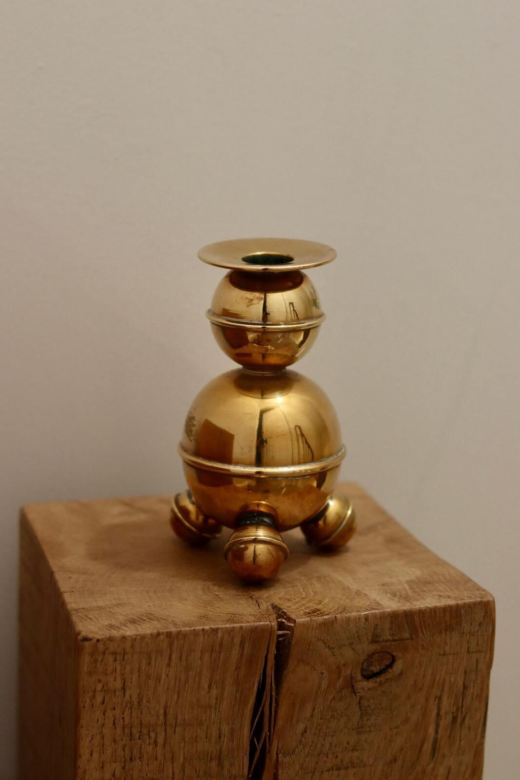 Pair Of Mid Century Swedish Brass Candle Holders By Alb Lindstrom Eskiltuna photo 160.0