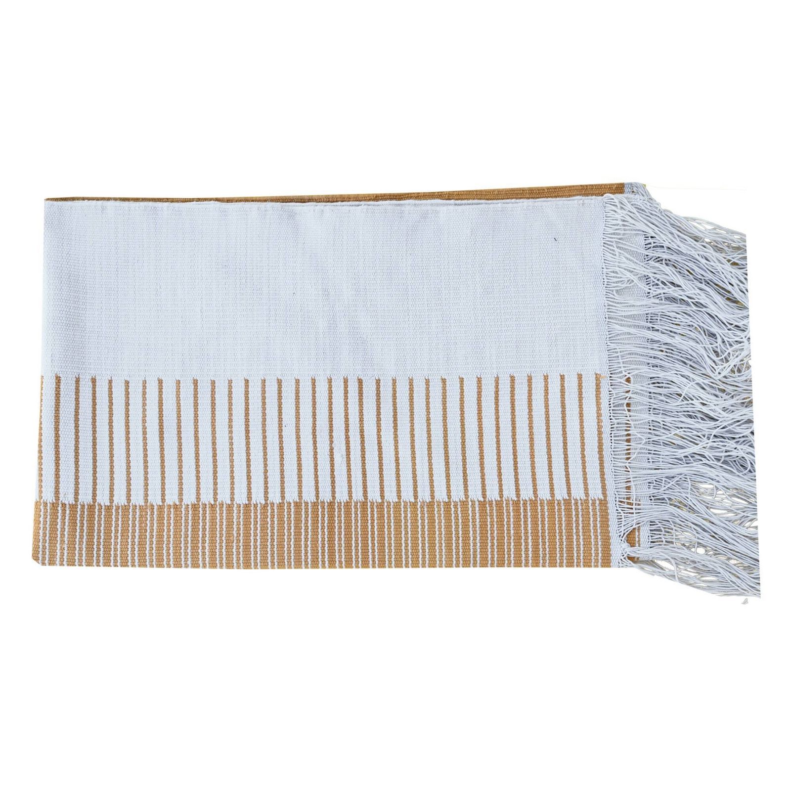 Handmade Cotton Dhurrie Rug: Mustard Reversible Accent Mat (2x3 Ft) photo Textiles