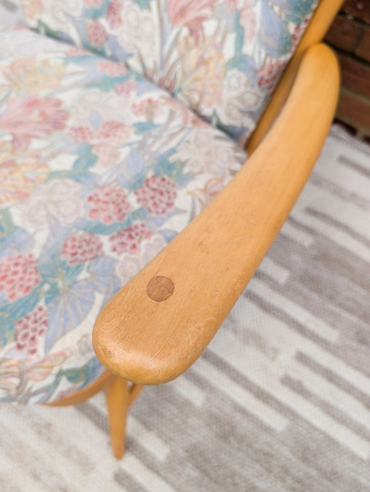 Classic 1960s Beech And Elm Blond Ercol 'Evergreen' High Back Armchair Lounge Chair With Cushions. Vintage Ercol Mid Century Furniture. photo vinterior