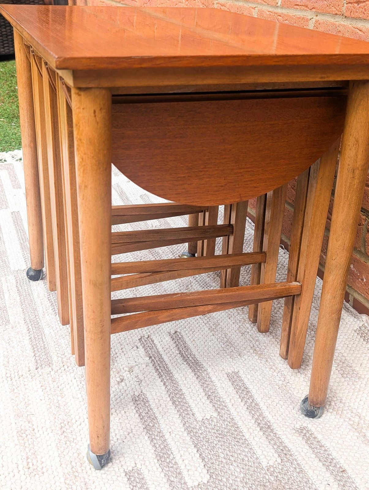 Vintage Mid Century Modern Nest Of 5 Teak Veneer Tables By Poul Hundevad For Novy Domov. Retro Furniture photo vinterior