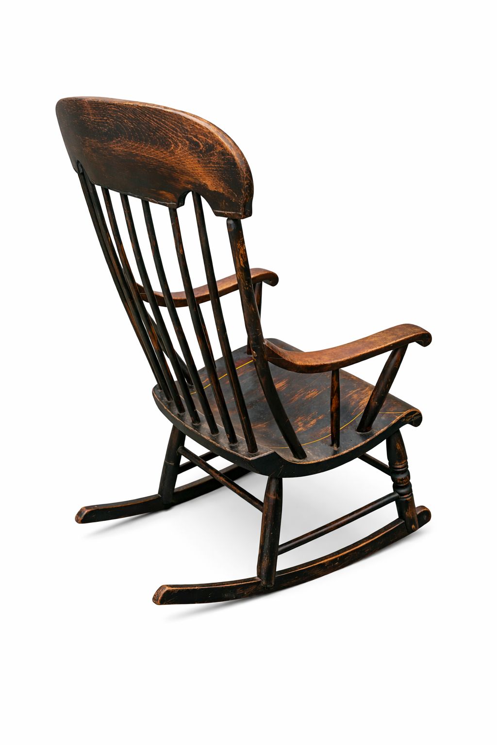 Furniture Antique Boston Rocking Chair With Gilded Illustrations C. 1820 photo