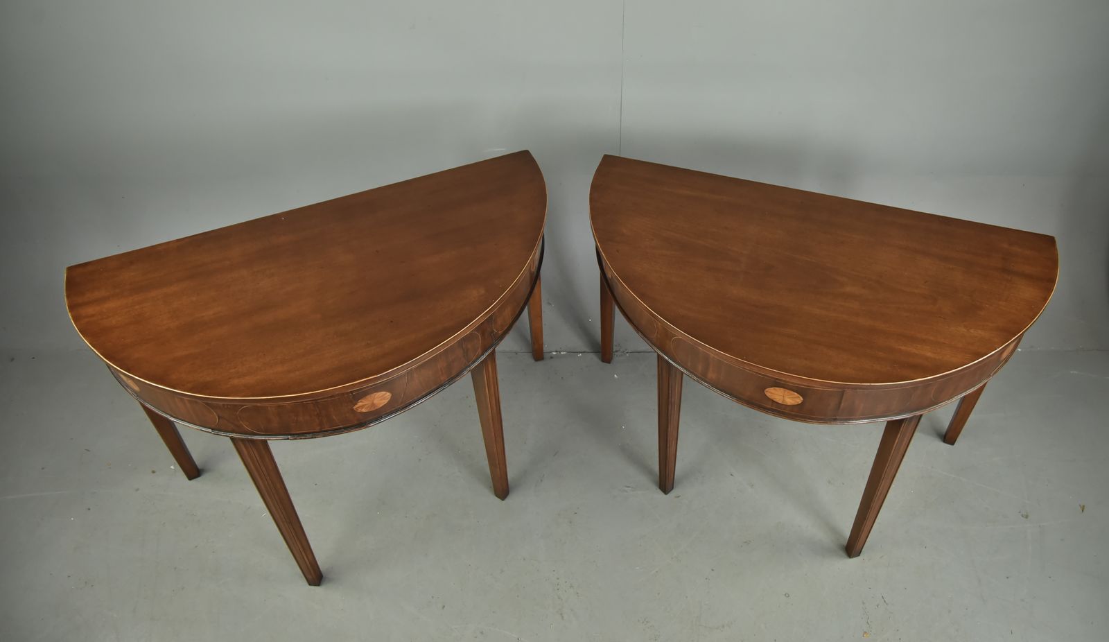 Pair Of Georgian Mahogany Demi Lune Console Tables photo furniture