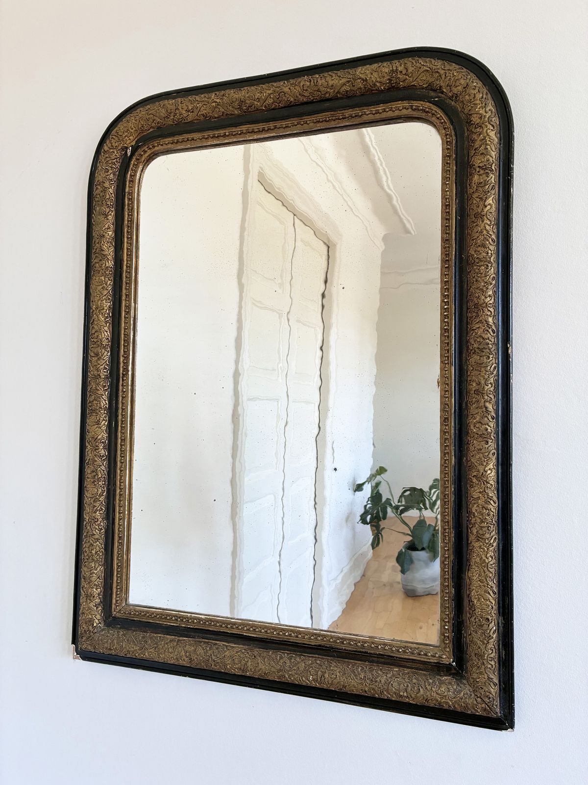 Large Antique French Louis Philippe Giltwood Mirror, Late 19th Century