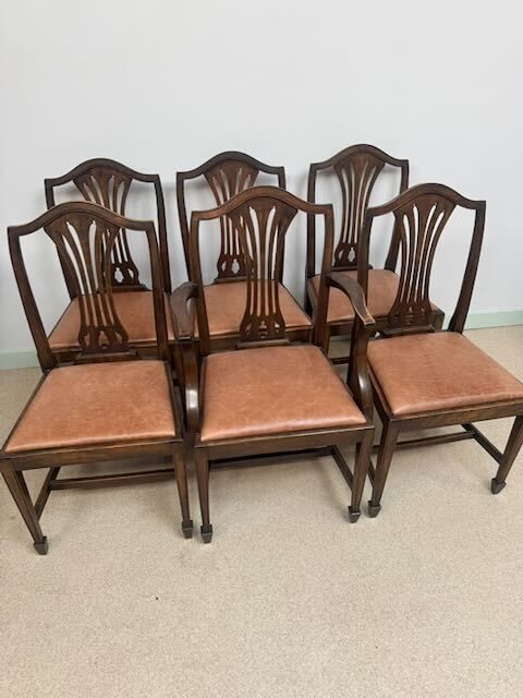 Reproduction Hepplewhite Dining Chairs X 5 And 1 Carver