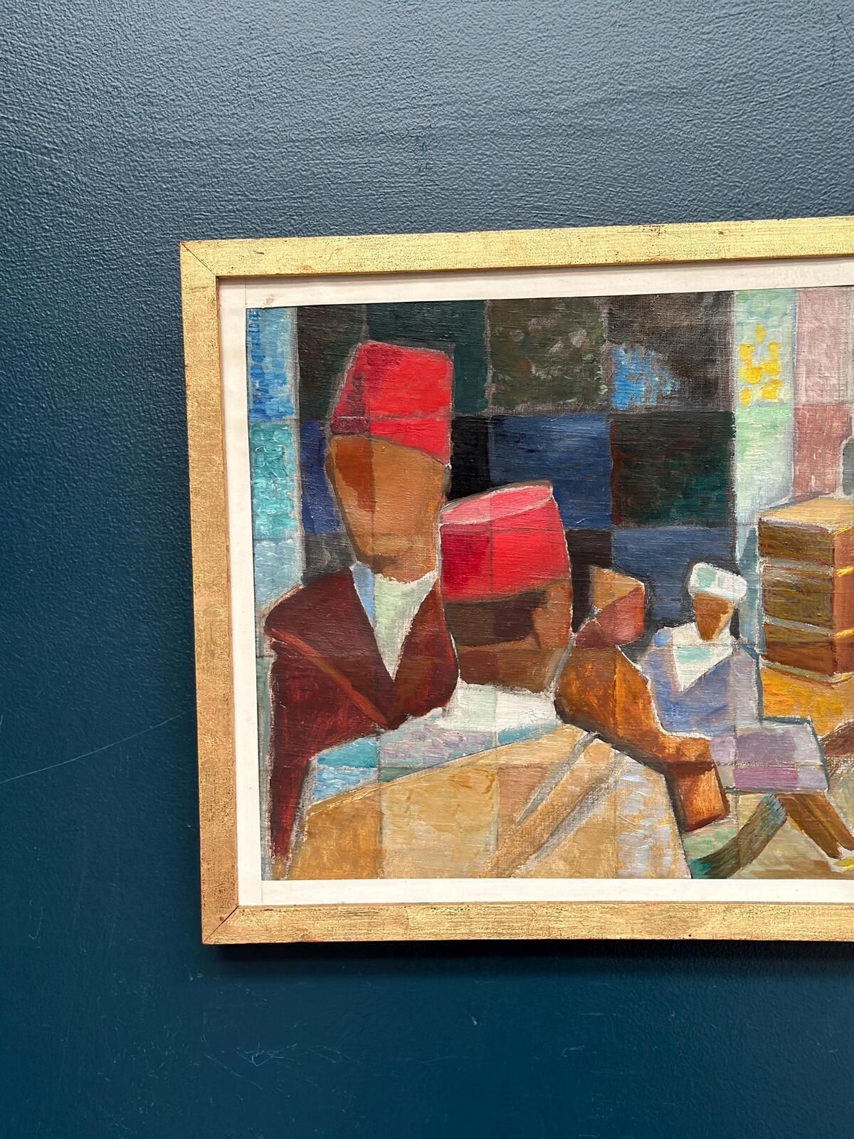 Original Mid Century Swedish Oil On Canvas – “På Gatan I Tetuan” By Olle Von Schewen Vintage & Framed 41 × 50 Cm (16.1" × 19.7") photo Art