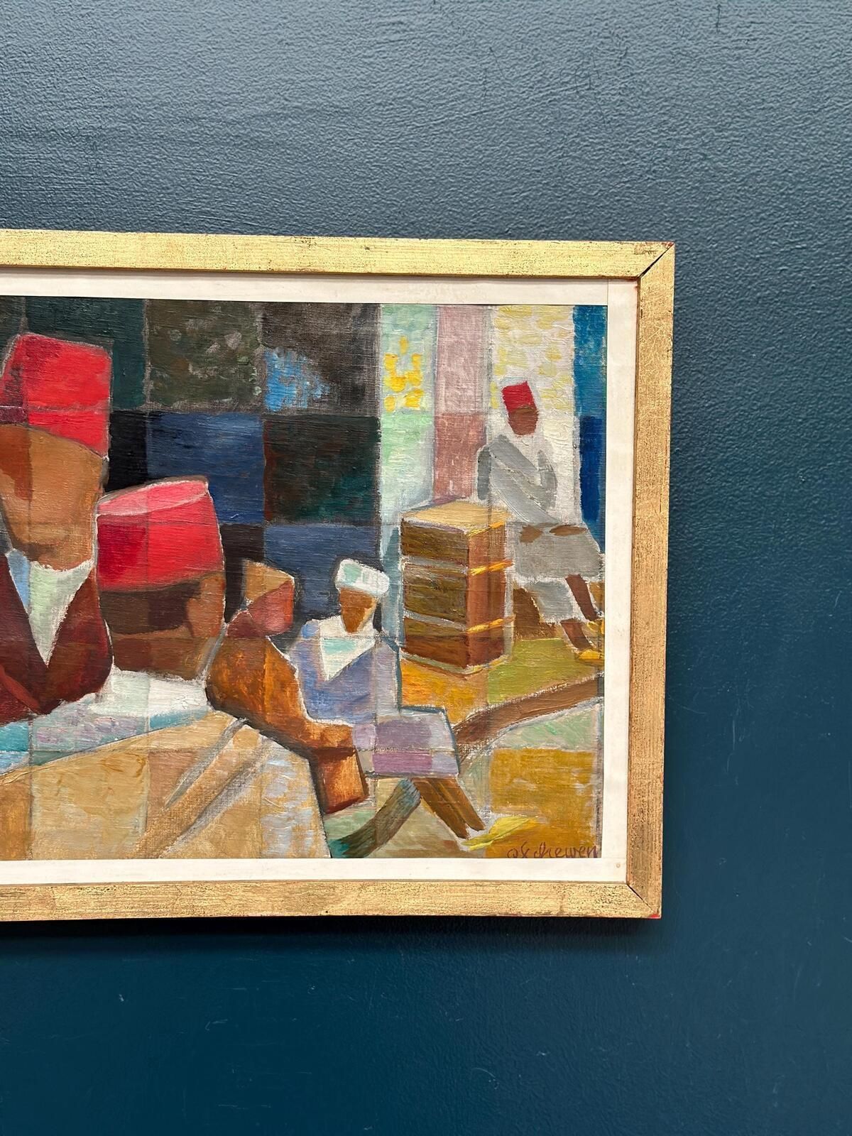 Original Mid Century Swedish Oil On Canvas – “På Gatan I Tetuan” By Olle Von Schewen Vintage & Framed 41 × 50 Cm (16.1" × 19.7") photo 395.0