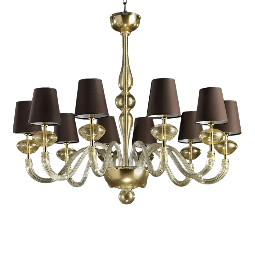 Modern Gold Murano Glass Chandelier In Contemporary Style