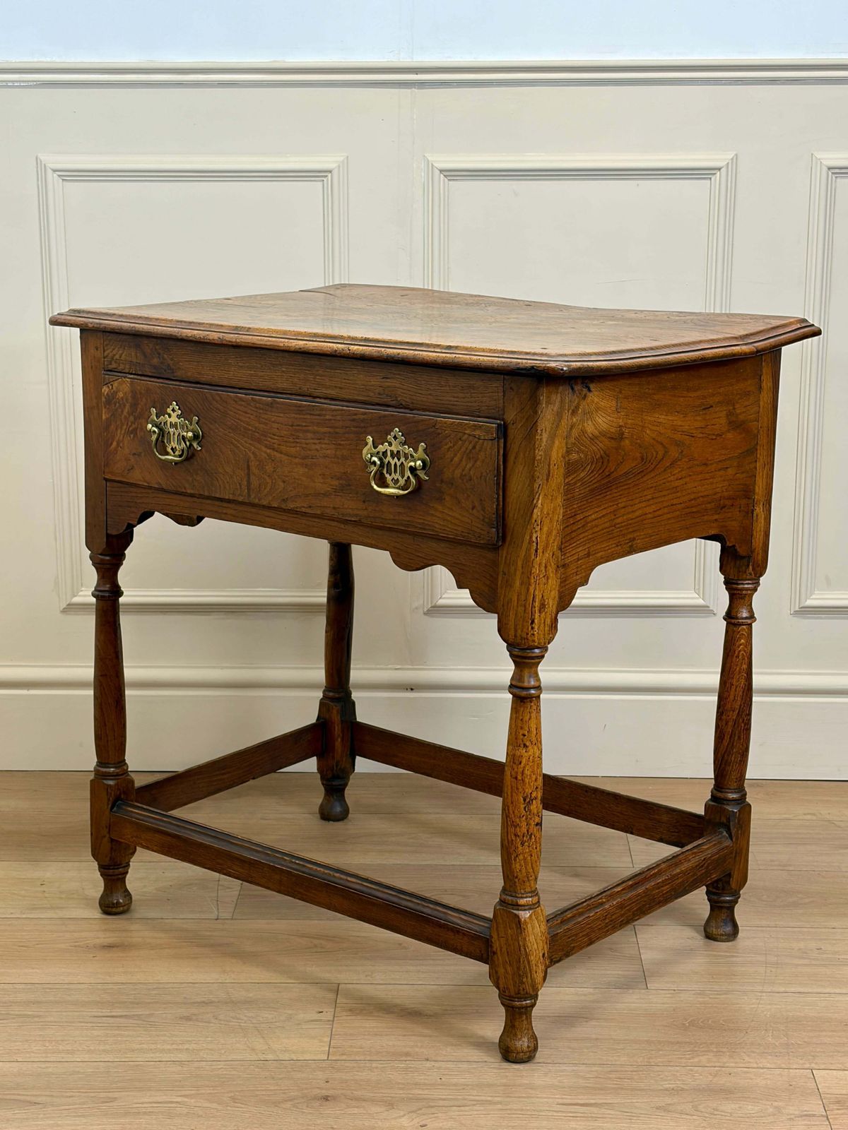 Antique Country Burr Elm Side Table With Frieze Drawer photo Furniture