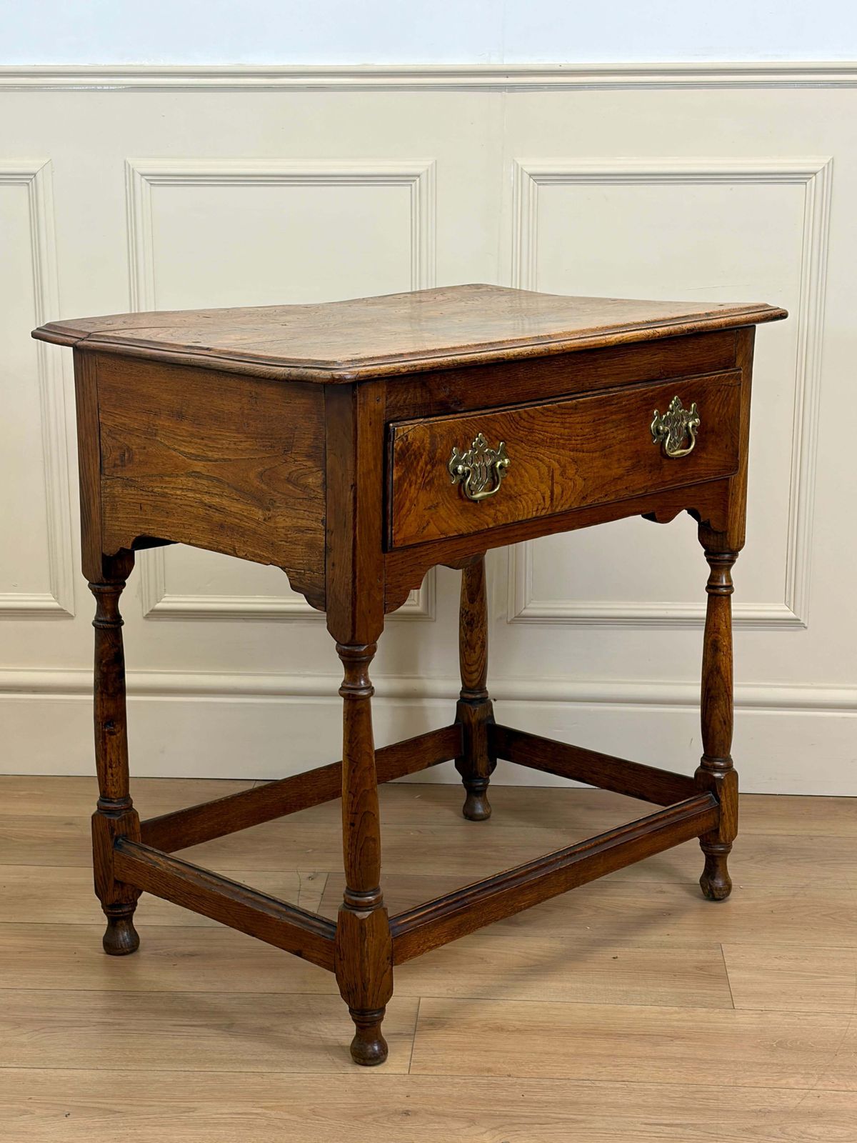 Antique Country Burr Elm Side Table With Frieze Drawer photo 550.0