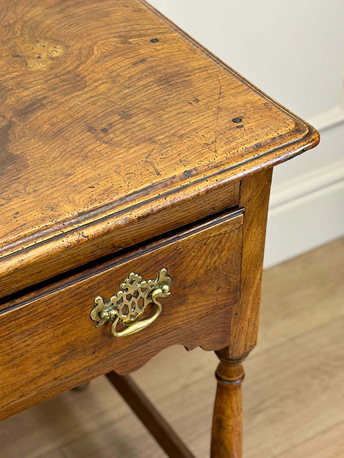 photo for sale Antique Country Burr Elm Side Table With Frieze Drawer