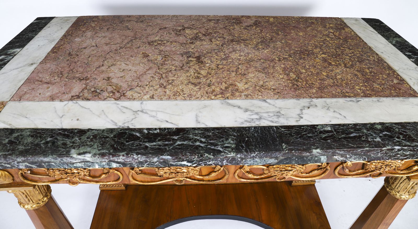 Antique French Empire Period  Walnut Marble Top Parcel Gilt Console C1810 photo Furniture