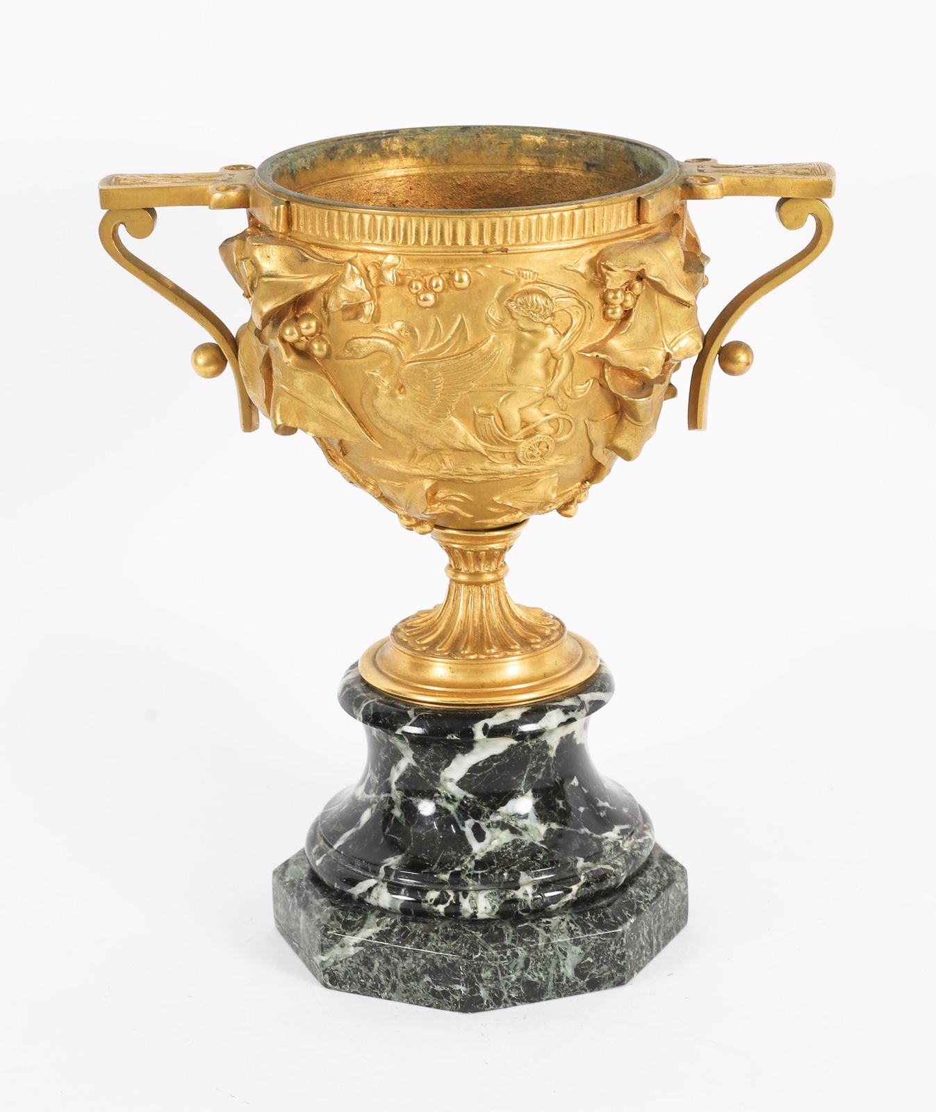 Art Antique Pair French Grand Tour Gilt Bronze Classical Urns 19th C photo