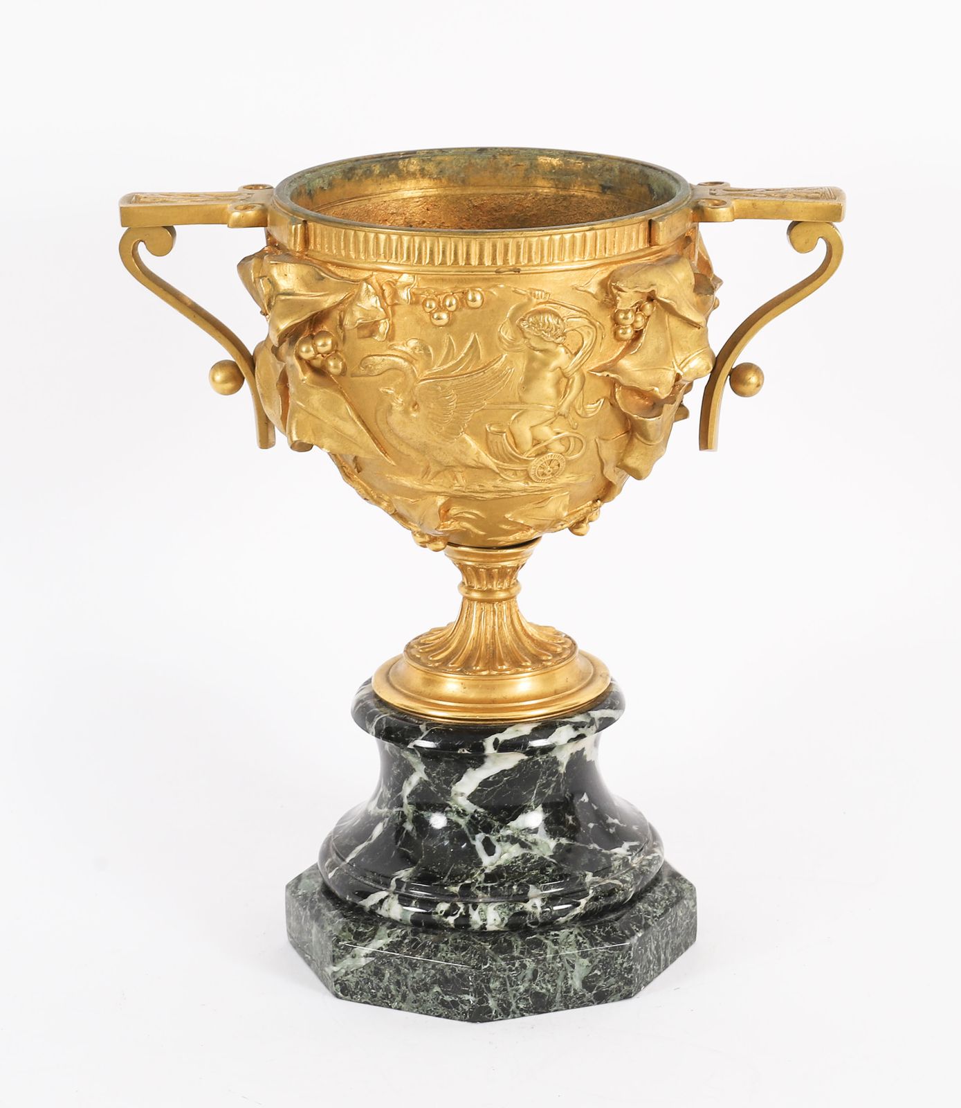 1275.0 Antique Pair French Grand Tour Gilt Bronze Classical Urns 19th C photo