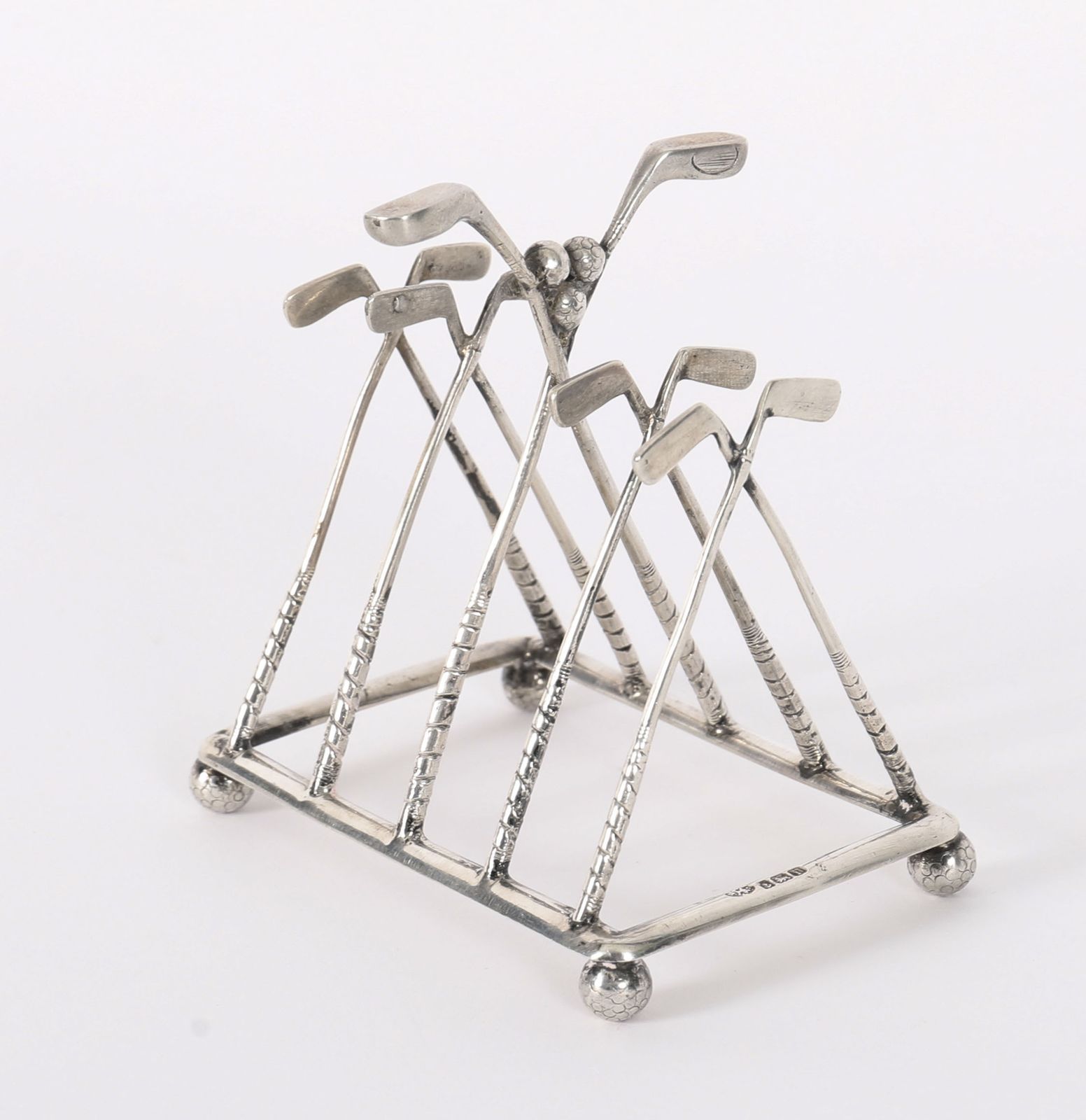 Antique Sterling Silver Letter Toast Rack Crossed Golf Clubs Birmingham 1908 photo furniture