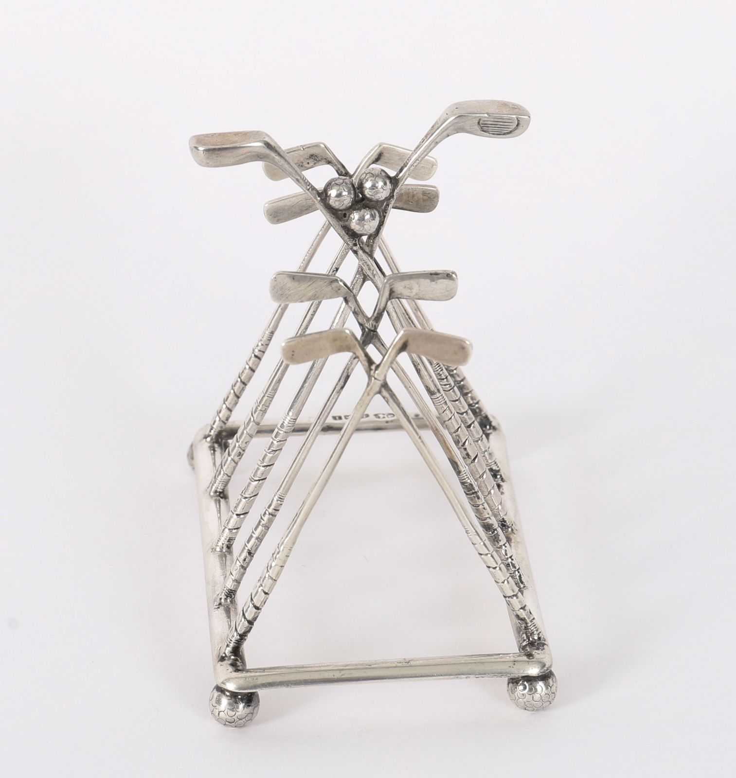 Antique Sterling Silver Letter Toast Rack Crossed Golf Clubs Birmingham 1908 photo Furniture