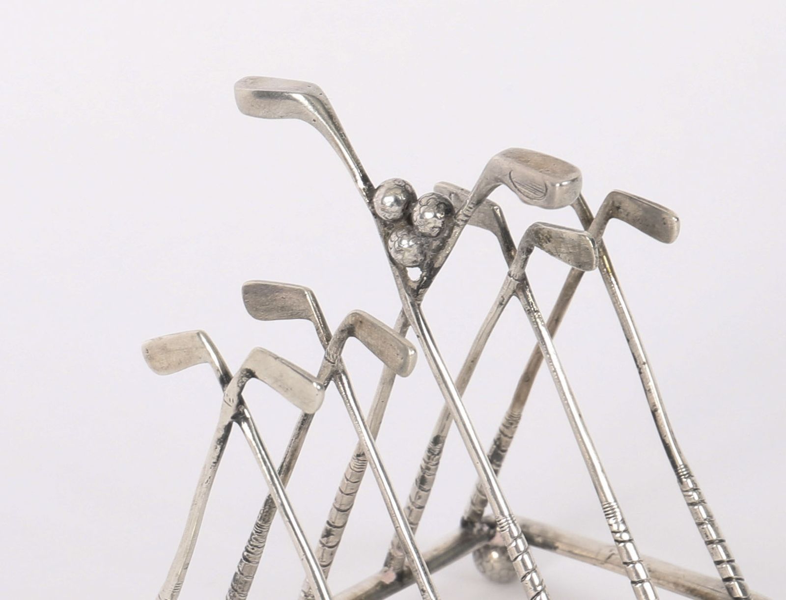 Antique Sterling Silver Letter Toast Rack Crossed Golf Clubs Birmingham 1908 photo vinterior
